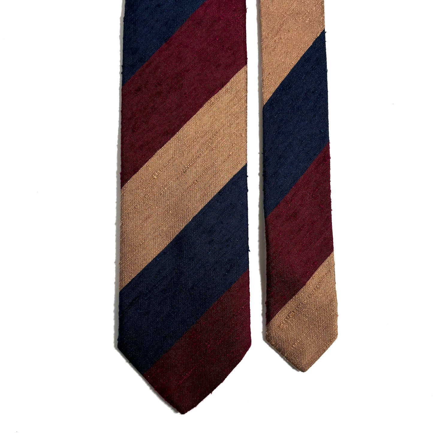 Navy Blue / Burgundy / Beige Striped Silk Shantung Tie