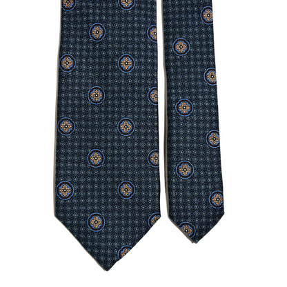 Light Blue Foulard Printed Micro-Grenadine Silk Tie