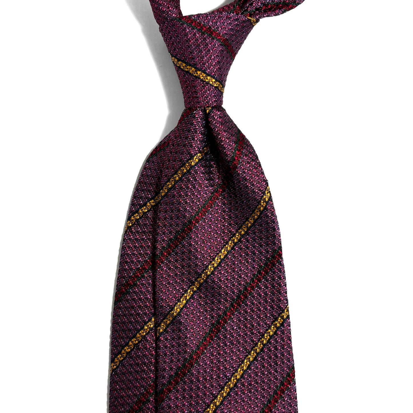 Mottled Red Striped Silk Grenadine Tie (English Weave)