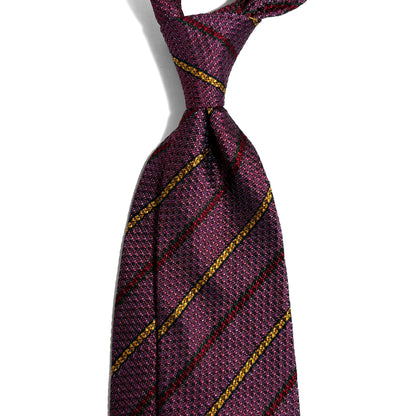 Mottled Red Striped Silk Grenadine Tie (English Weave)