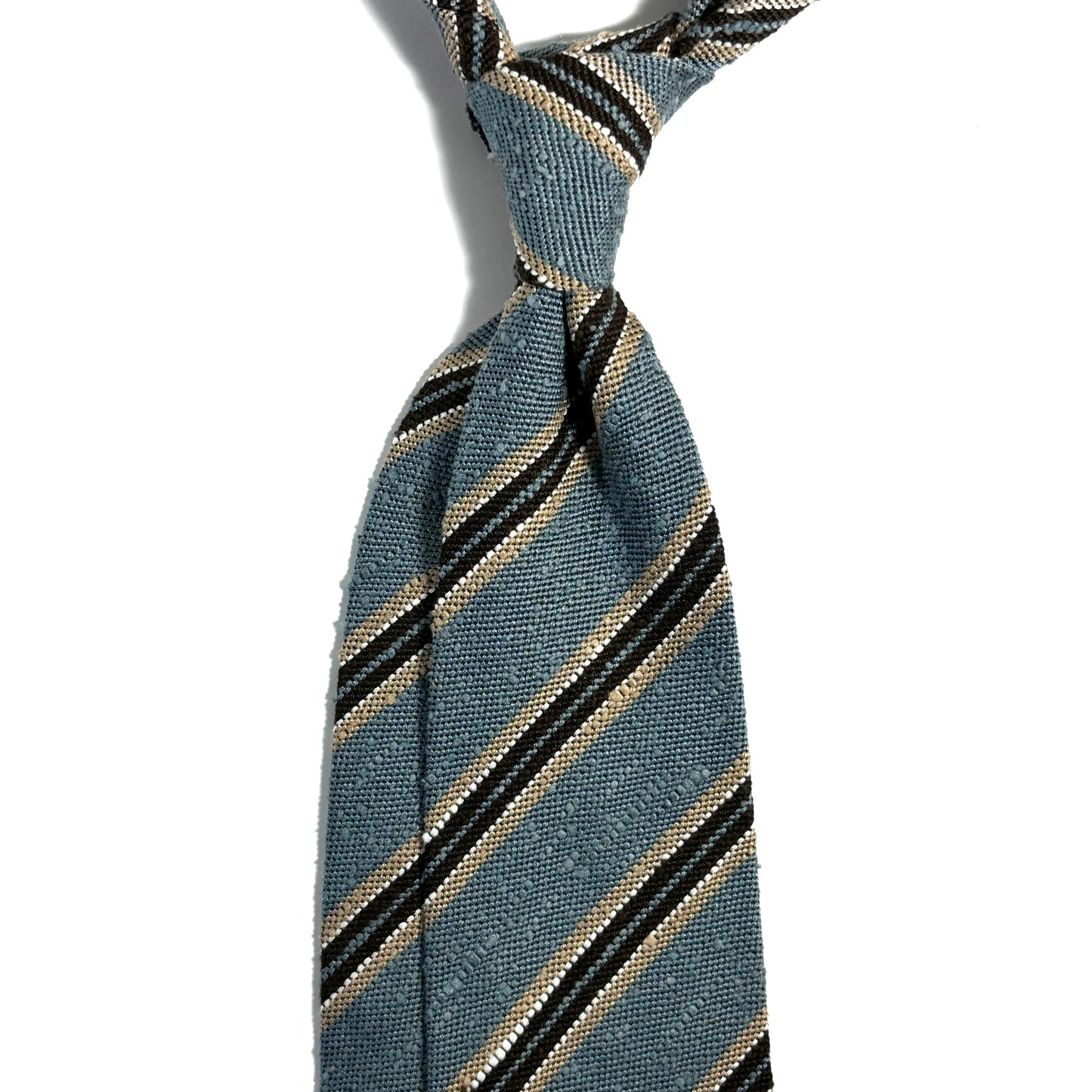 Luxury Light Blue Stripe Untipped Silk Shantung Tie
