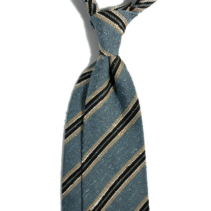 Luxury Light Blue Stripe Untipped Silk Shantung Tie