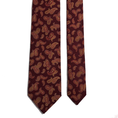Burgundy & Gold Paisley Wool Challis Tie