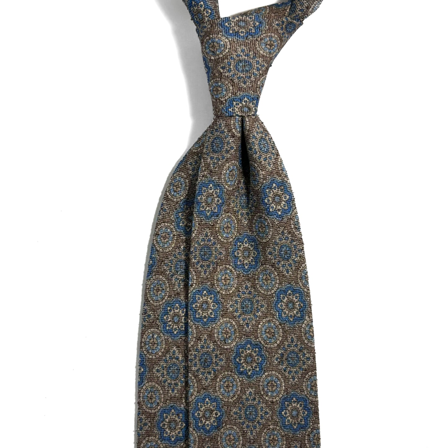 Light Brown Geometric Silk/Cotton Bourette Tie