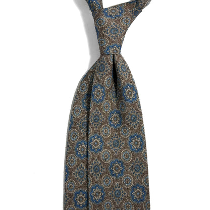 Light Brown Geometric Silk/Cotton Bourette Tie