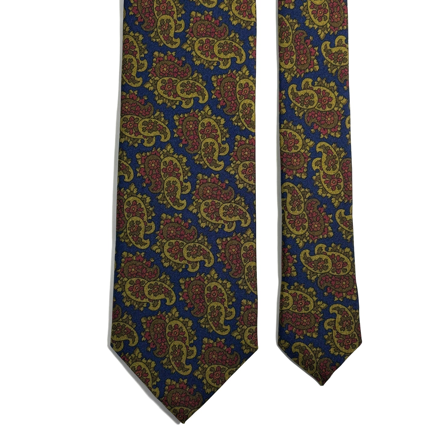 Navy Blue & Olive Paisley Ancient Madder Silk Tie