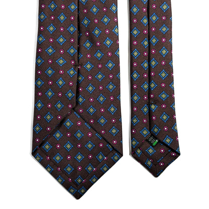 Dark Brown Geometric Printed 24oz Silk Twill Tie