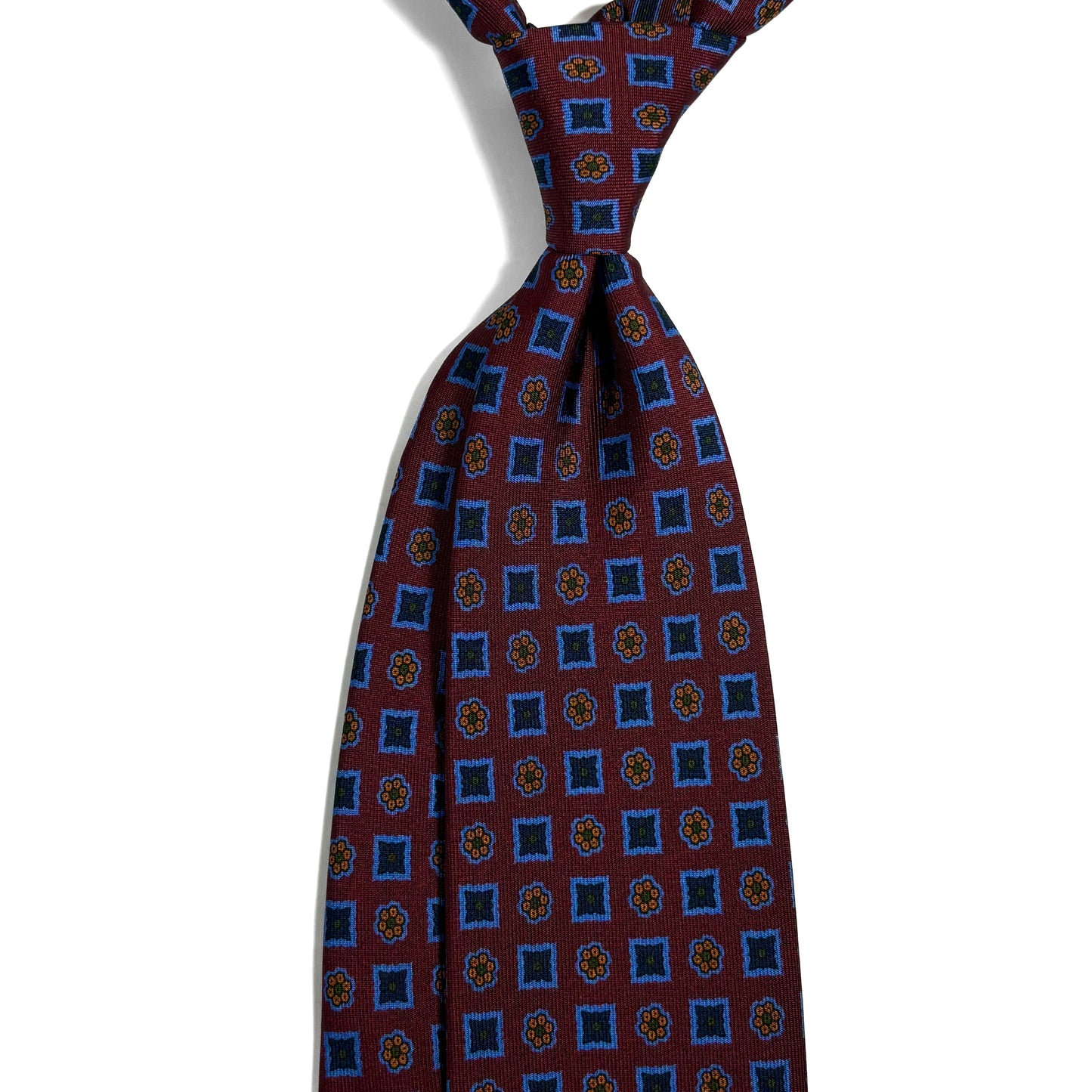 Burgundy & Blue Floral Ancient Madder Silk Tie
