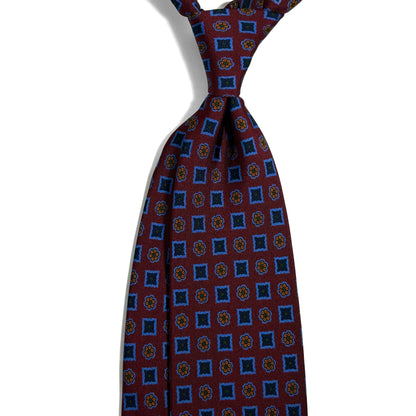 Burgundy & Blue Floral Ancient Madder Silk Tie