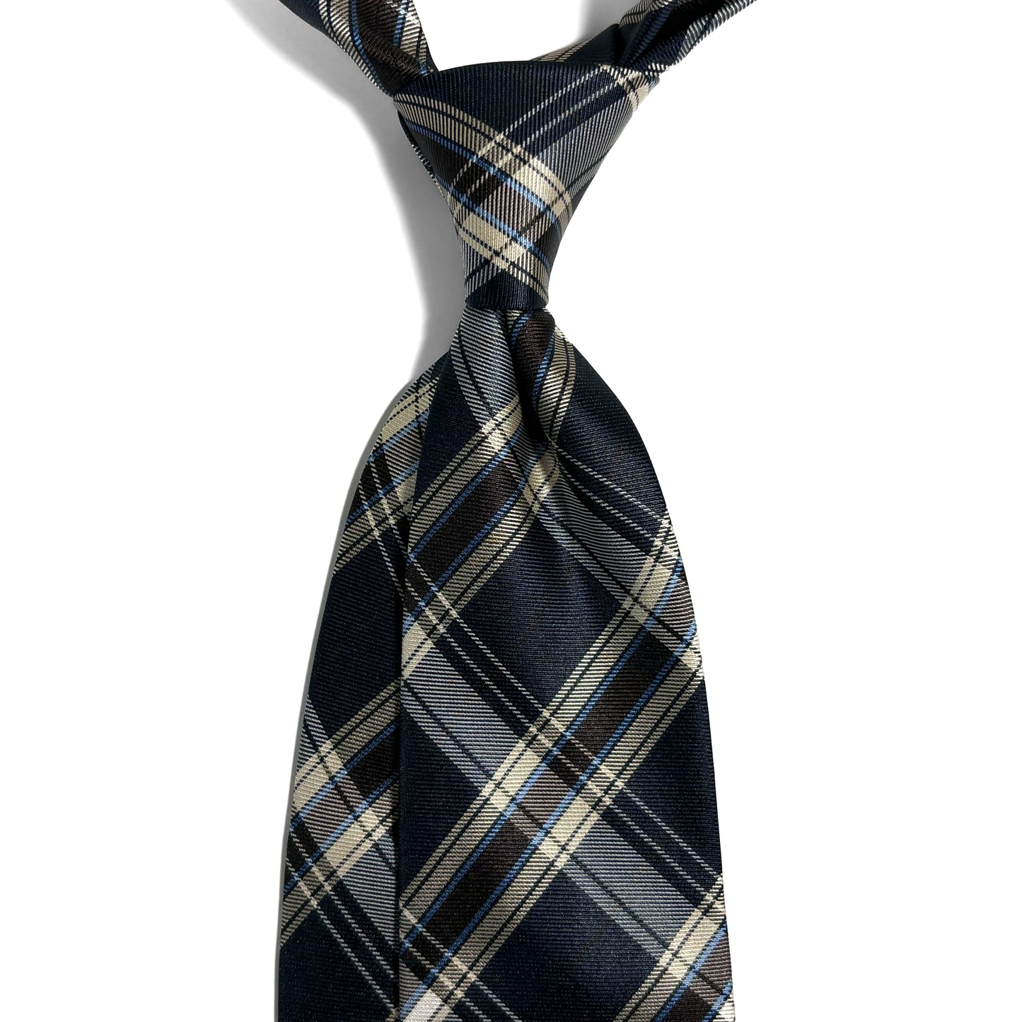 Navy Blue Plaid Silk Jacquard Tie