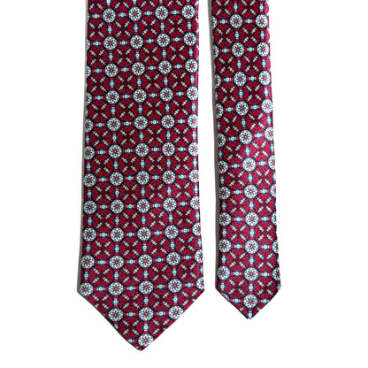 Wine Red Floral Silk Satin Tie