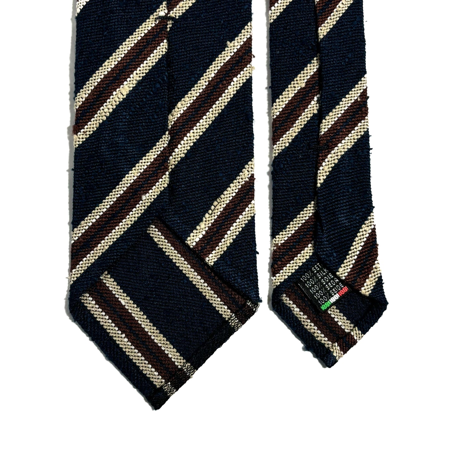 Luxury Navy Blue Stripe Untipped Silk Shantung Tie