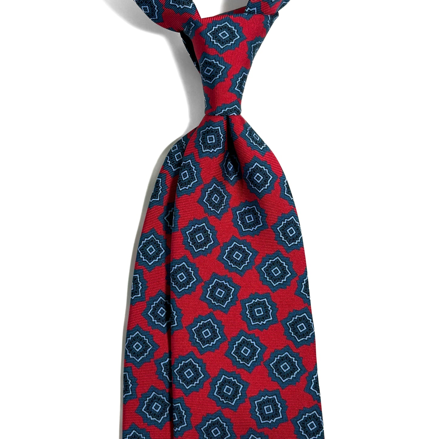 Red & Blue Geometric Silk Tie