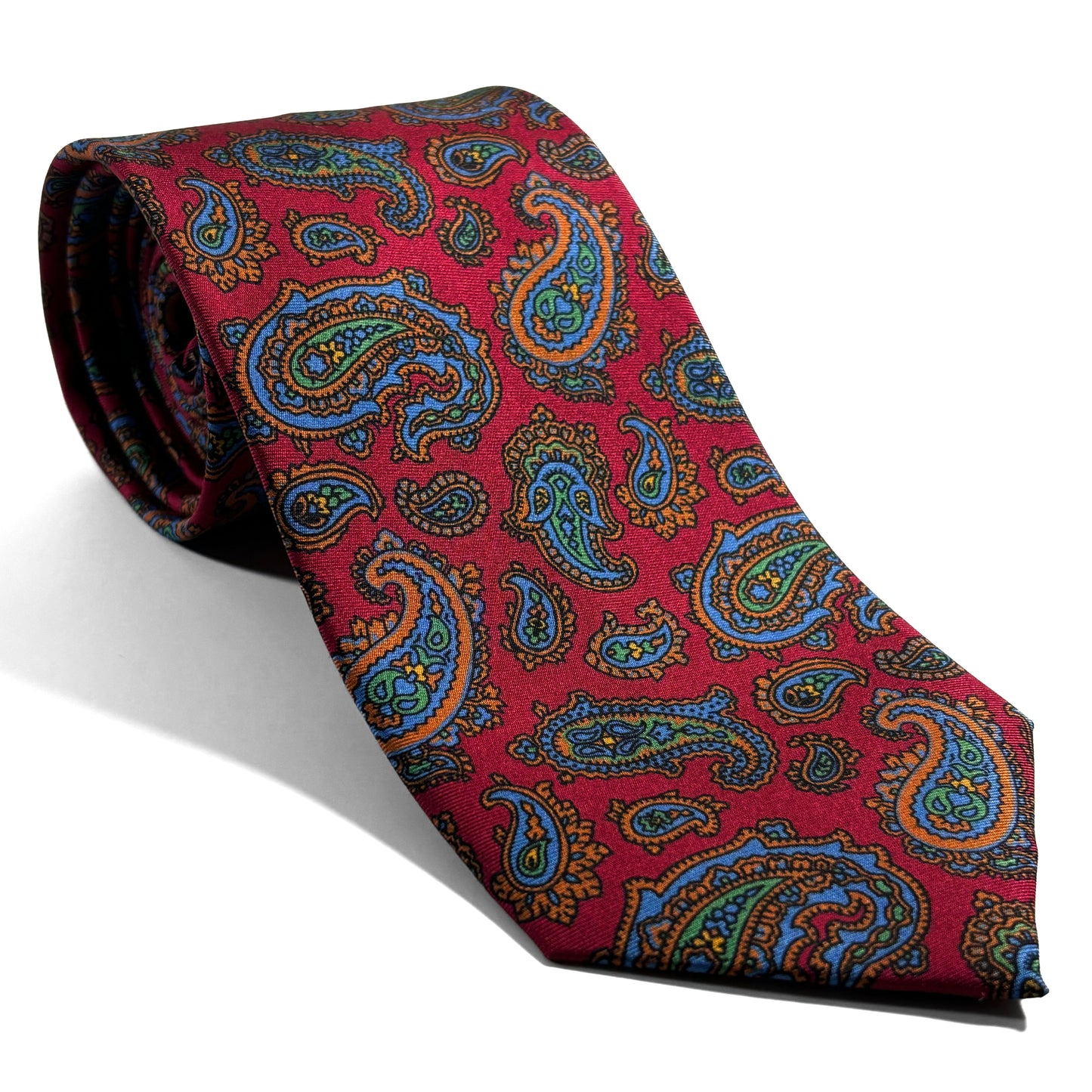 Red Paisley Printed Silk Tie