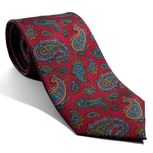 Red Paisley Printed Silk Tie