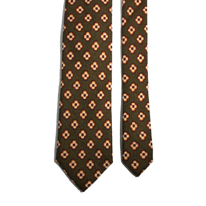 Olive Green Floral Wool Flannel Tie