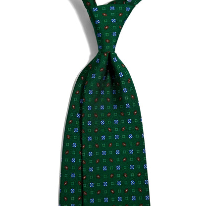 Green Small Floral Printed 36oz Silk Twill Tie