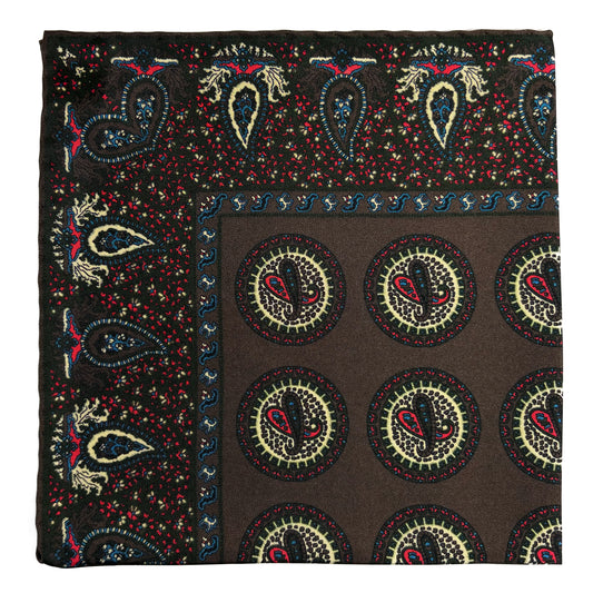 Brown Geometric Ancient Madder Silk Pocket Square