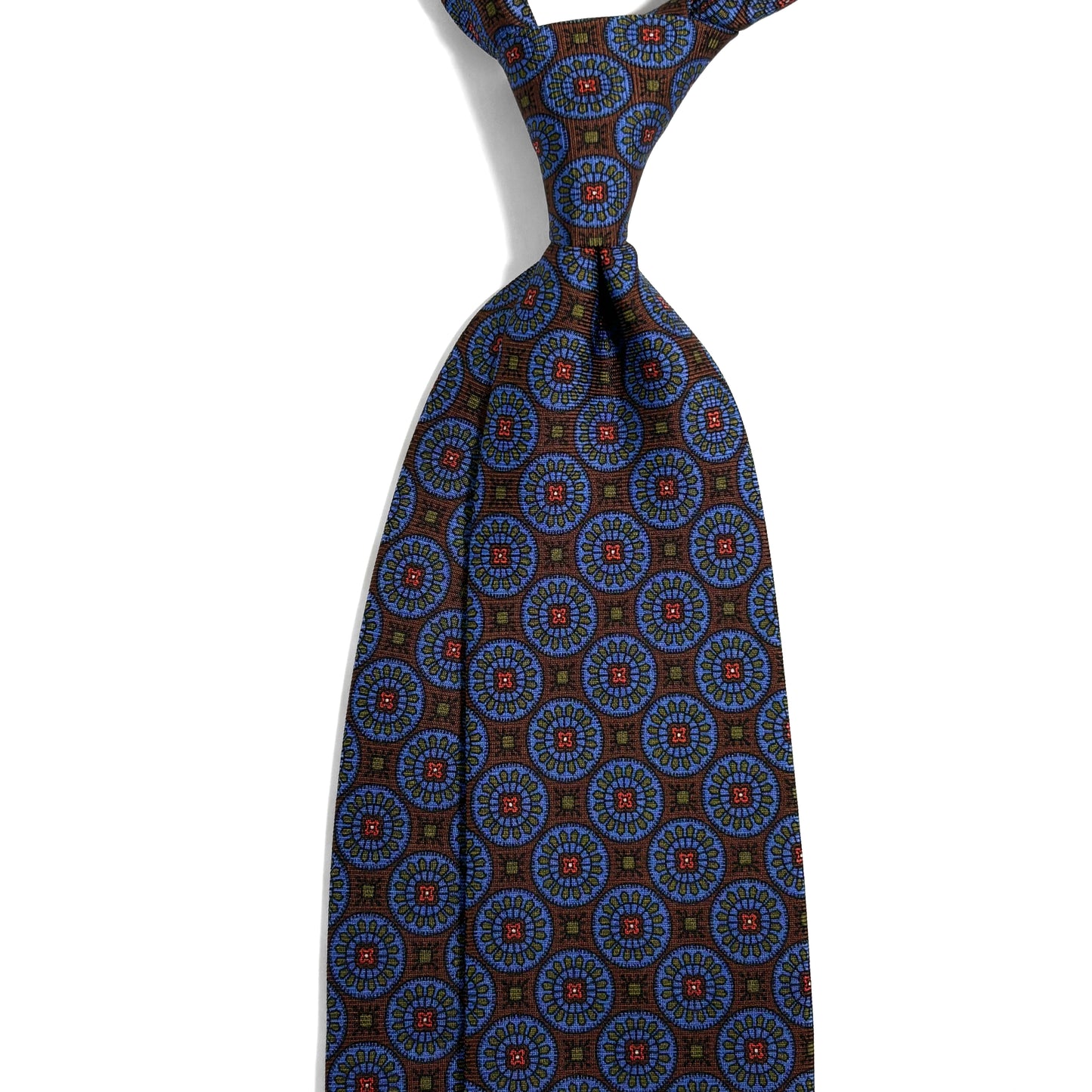 Brown & Blue Geometric Ancient Madder Silk Tie