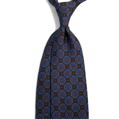Brown & Blue Geometric Ancient Madder Silk Tie