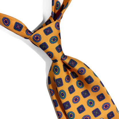 Amber Yellow Geometric Medallion Silk Tie