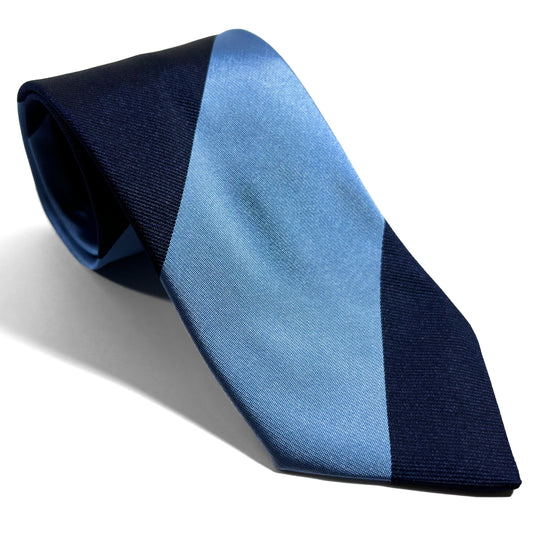 Navy & Light Blue Block Striped Silk Repp Tie