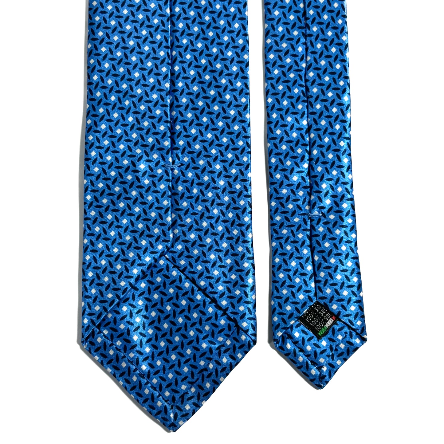 Royal Blue Geometric Silk Satin Tie