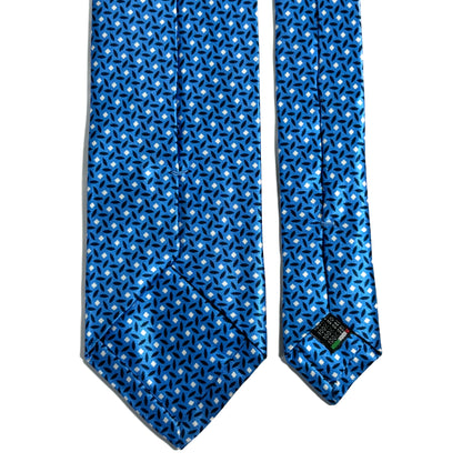 Royal Blue Geometric Silk Satin Tie