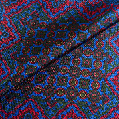 Blue & Red Geometric Ancient Madder Silk Pocket Square