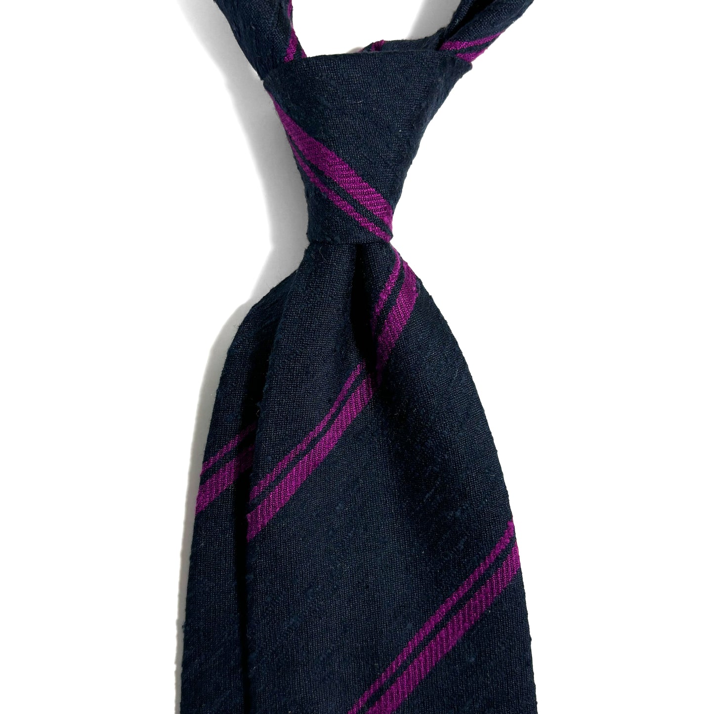 Navy Blue & Purple Striped Silk Shantung Tie