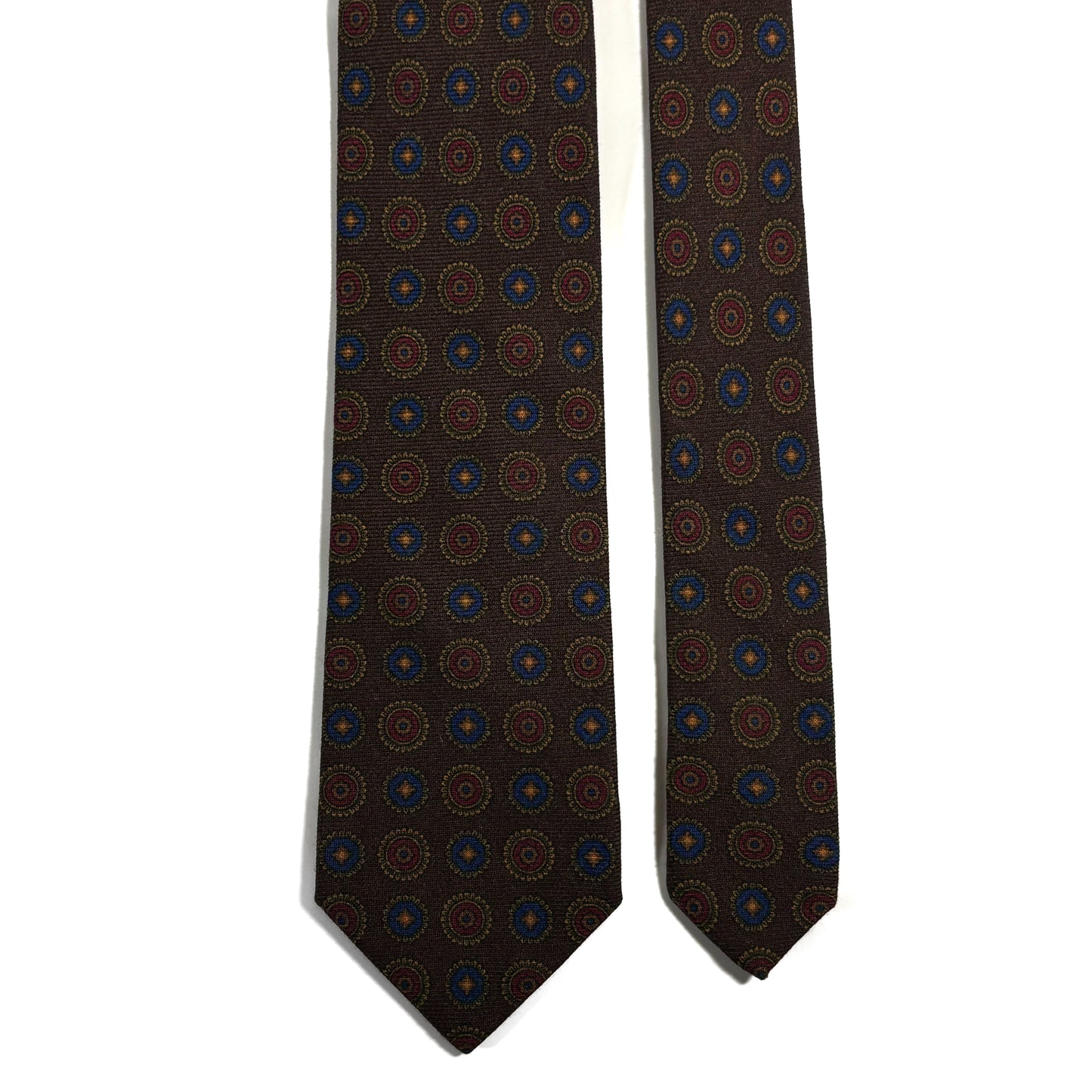Dark Brown Floral Medallion Wool/Silk Tie