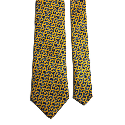 Yellow Small Paisley Silk Tie (Handmade in Italy)