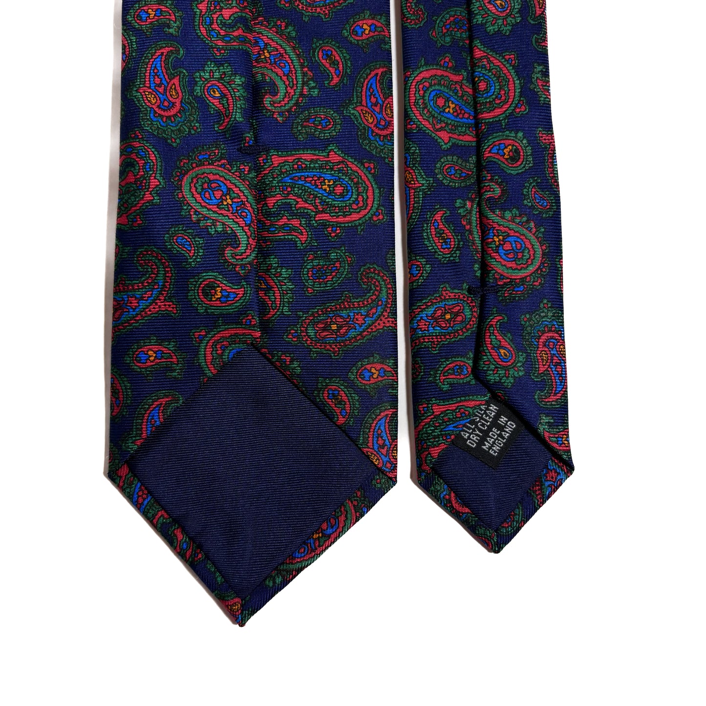 Hand-Printed Navy Blue Paisley Silk Tie