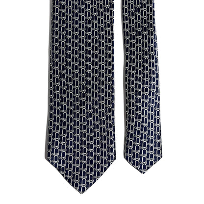 Navy Blue Bridle Motif Silk Satin Tie
