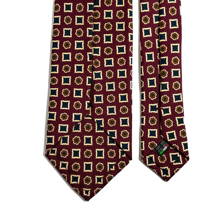 Burgundy & Cream Floral Ancient Madder Silk Tie