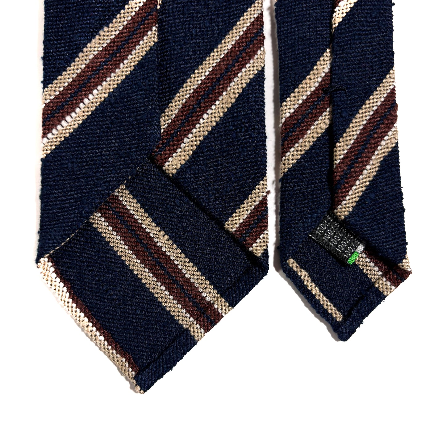 Luxury Navy Blue Stripe Untipped Silk Shantung Tie