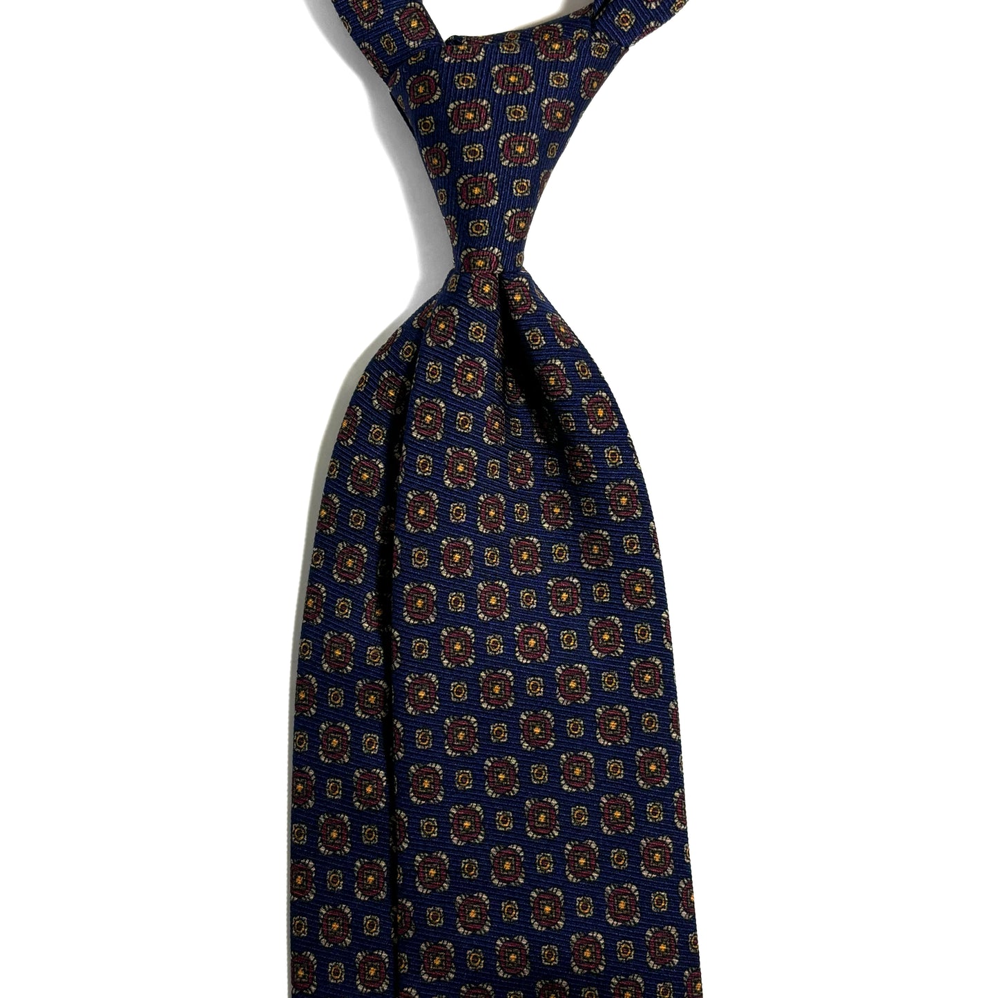 Navy Blue Geometric Italian Madder Silk Tie