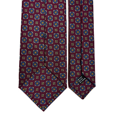 Burgundy Geometric Italian Madder Silk Tie