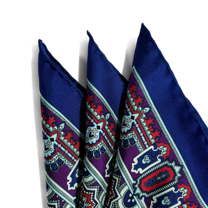 Blue & Purple Geometric Silk Pocket Square