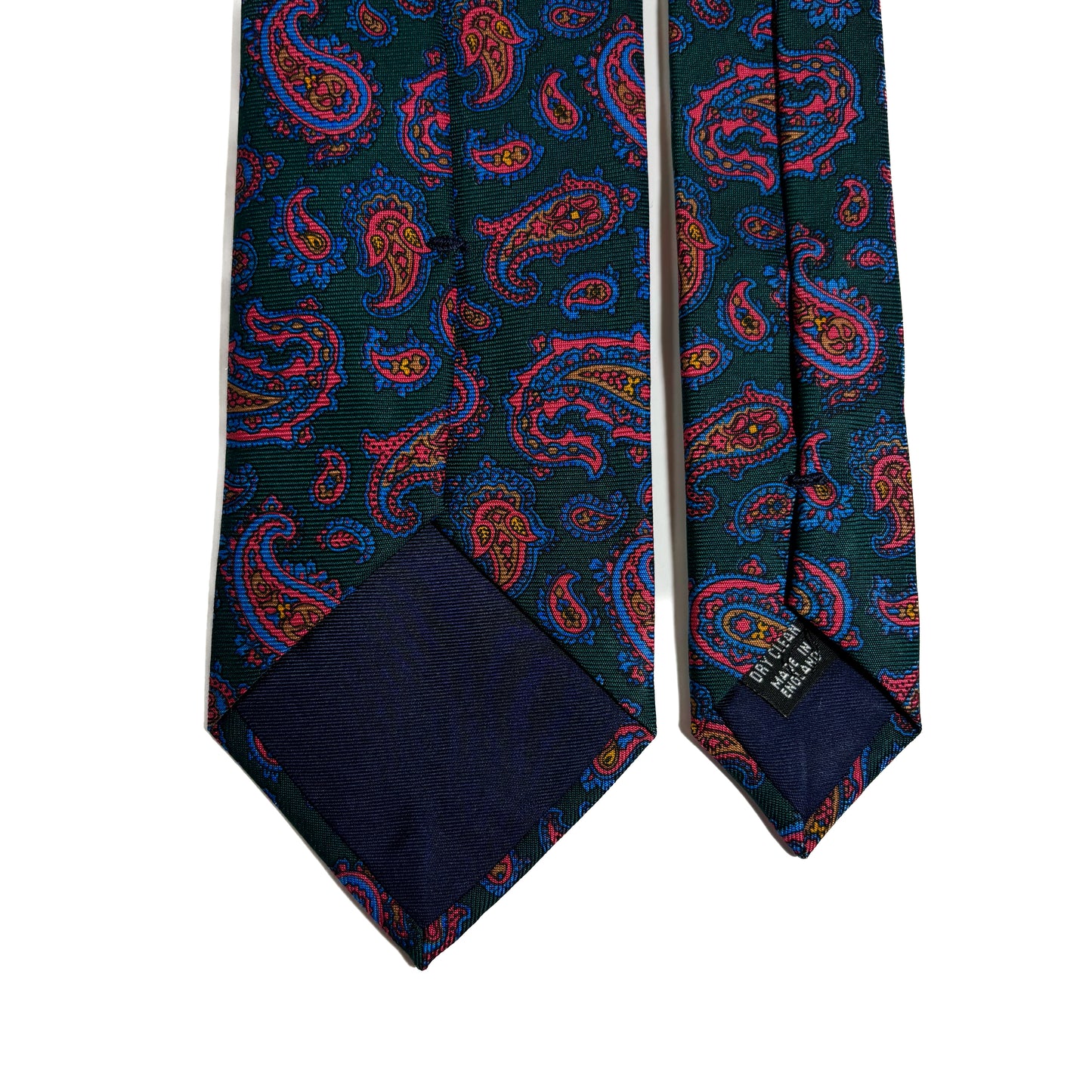 Hand-Printed Forest Green Paisley Silk Tie