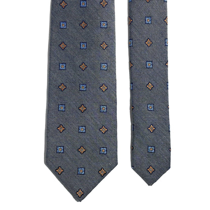 Gray Geometric Silk Jacquard Tie