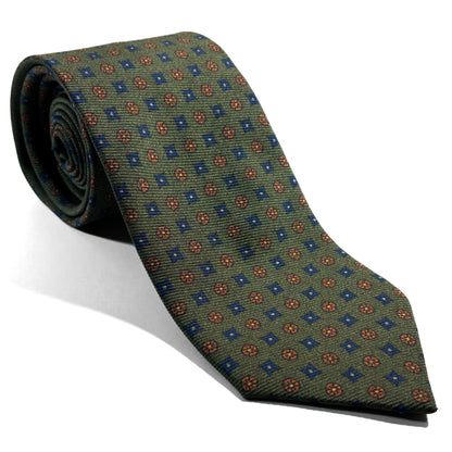 Fern Green Floral Italian Madder Silk Tie
