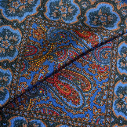 Blue Paisley Ancient Madder Silk Pocket Square
