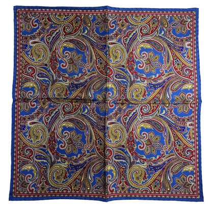 Blue Paisley Silk Pocket Square