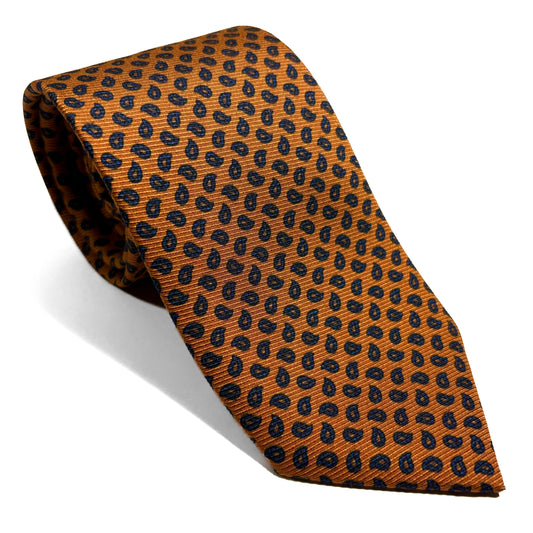 Honey-Orange Small Paisley Italian Madder Silk Tie