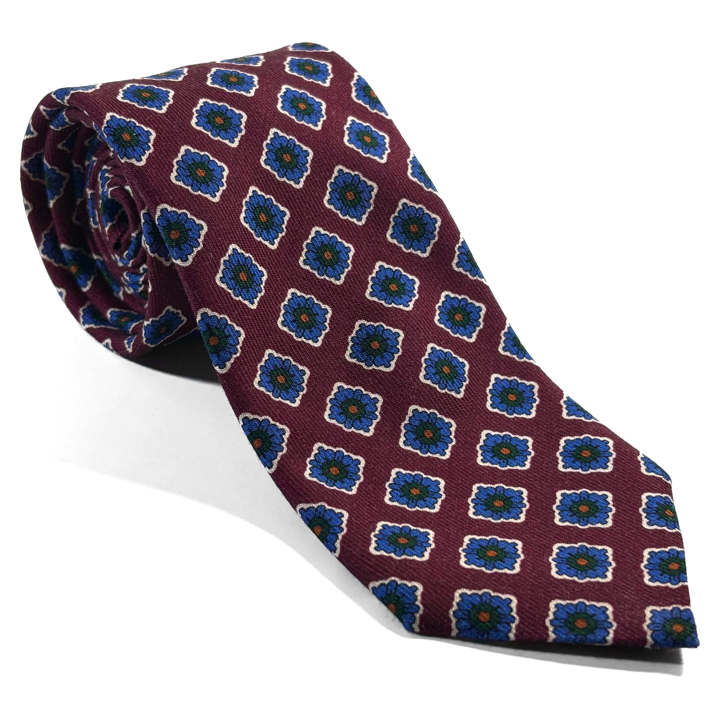 Burgundy Geometric Wool Challis Tie