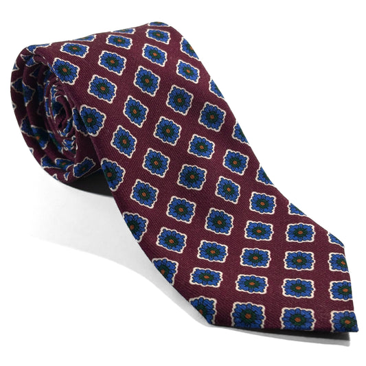 Burgundy Geometric Wool Challis Tie