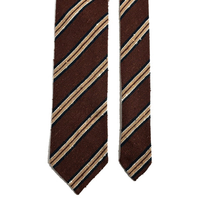 Brown Stripe Untipped Silk Shantung Tie