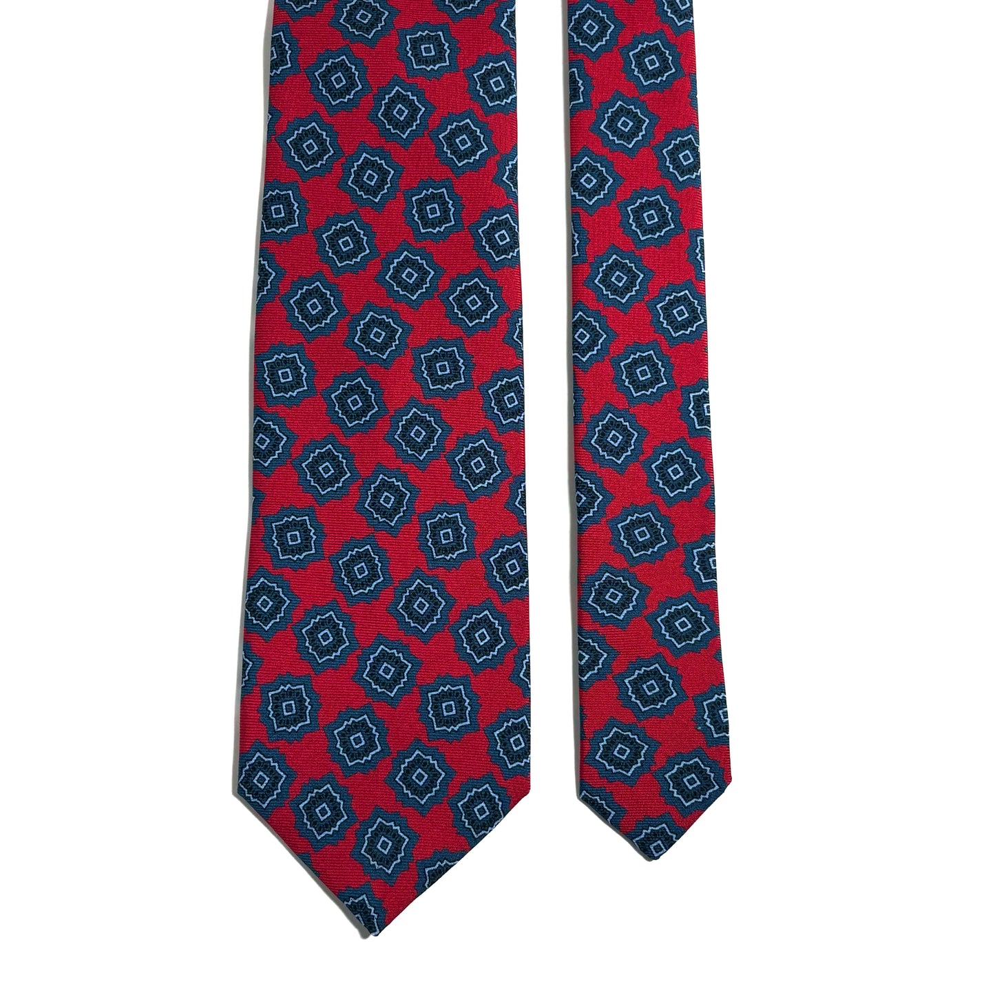 Red & Blue Geometric Silk Tie
