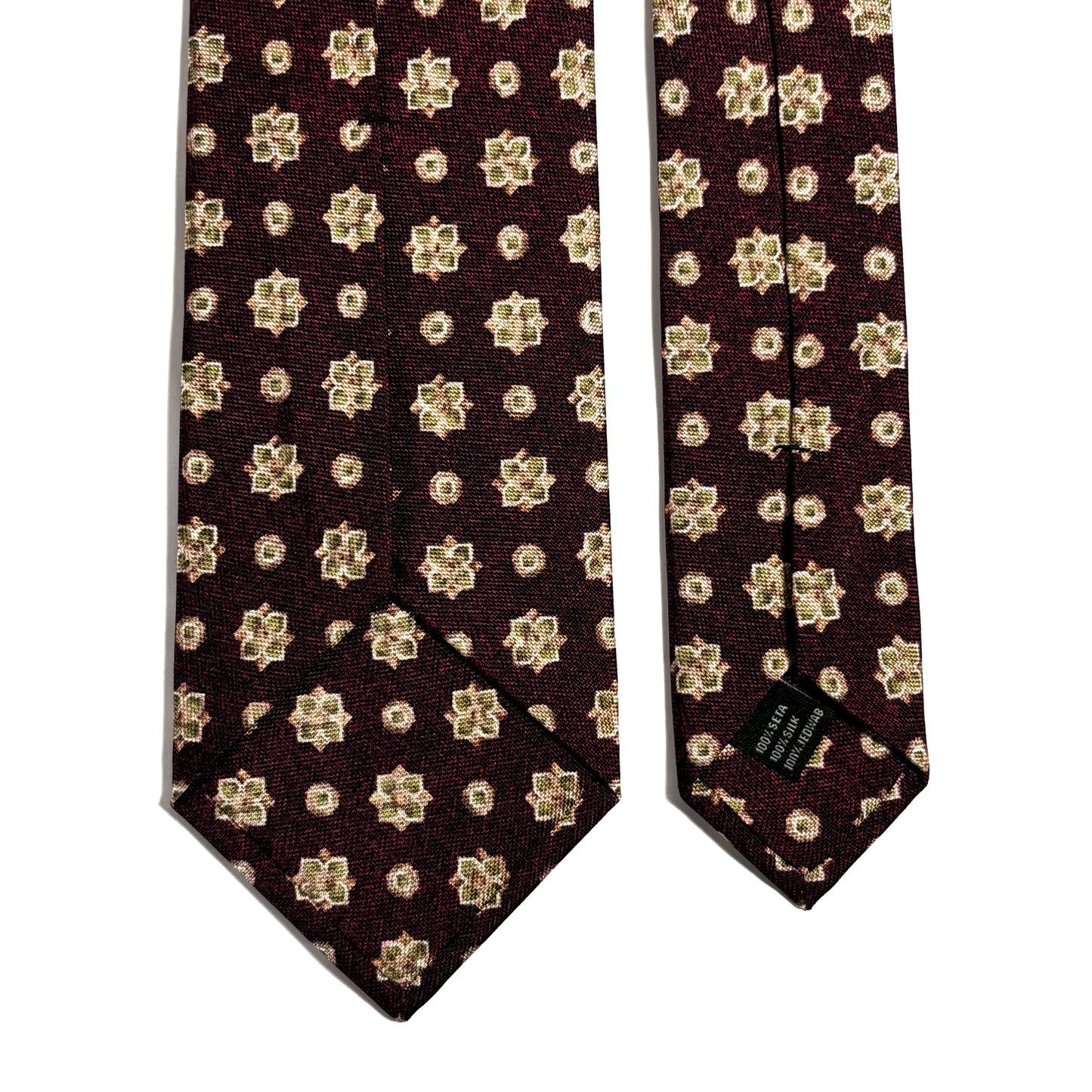 Burgundy Floral Printed Panama Silk Tie